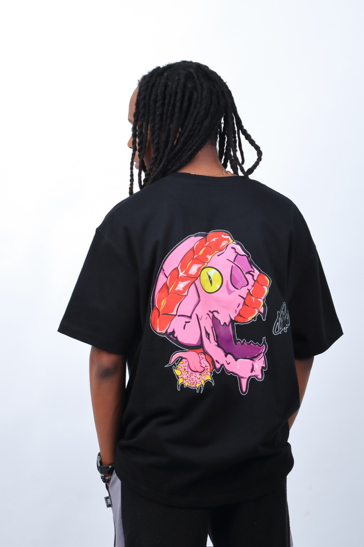 Purple Skull — Black garment photographed